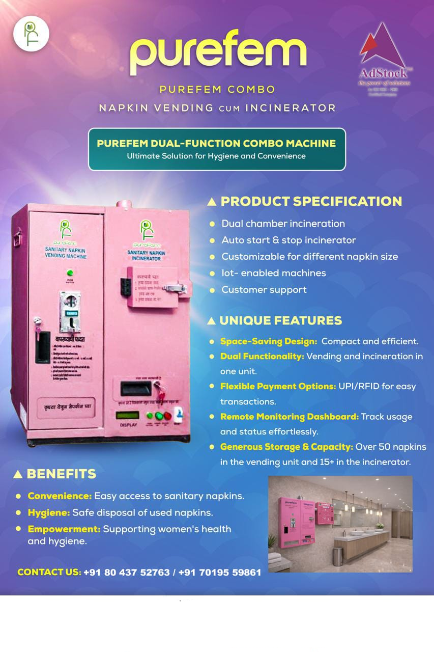 PureFem Combo Napkin Vending Cum Incinerator